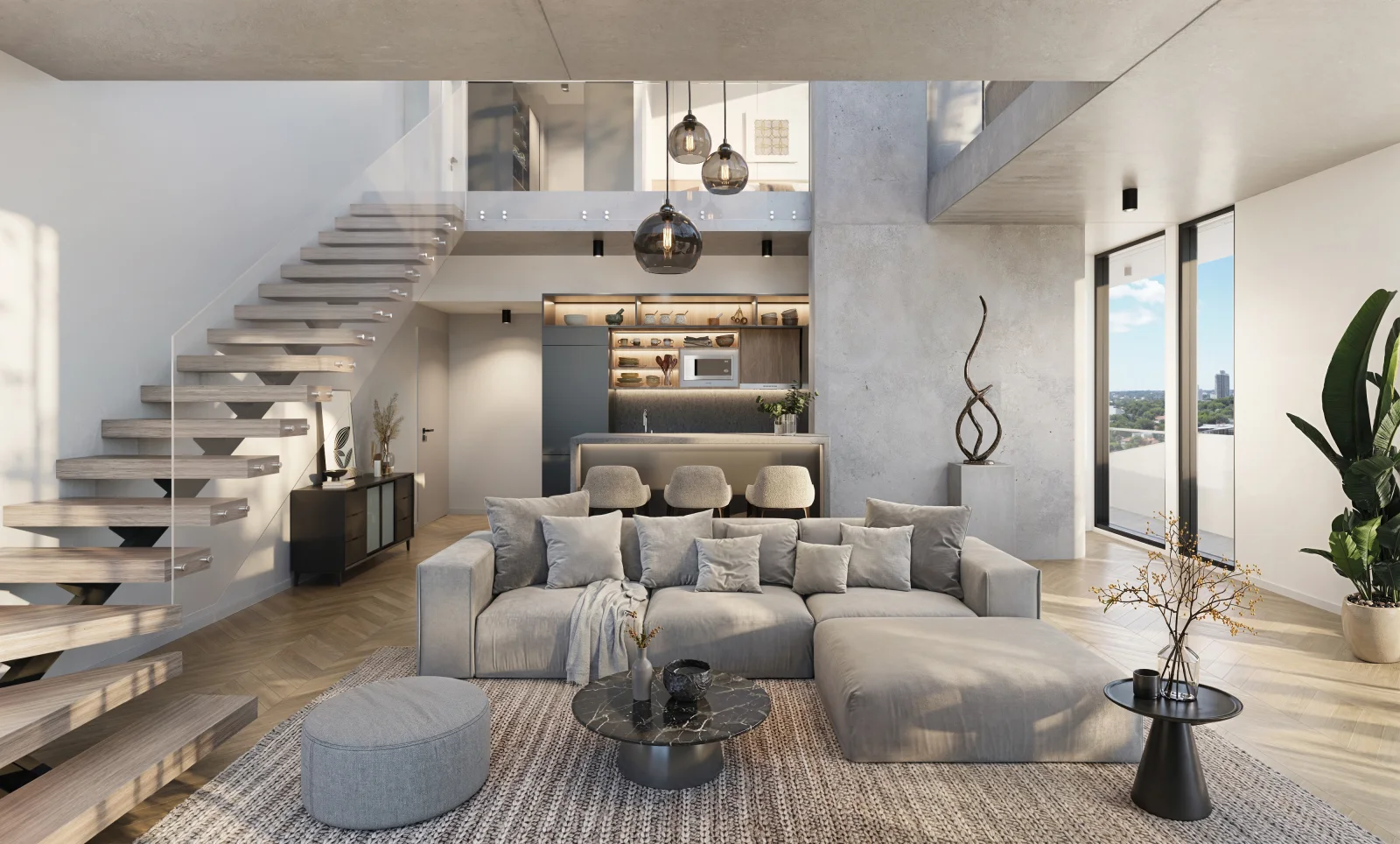 Interior de una residencia dúplex en Mova del Sol